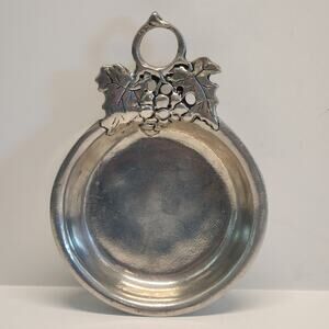 Italian Pewter Grape Design Wine Coaster Hallmark Castle Turrets